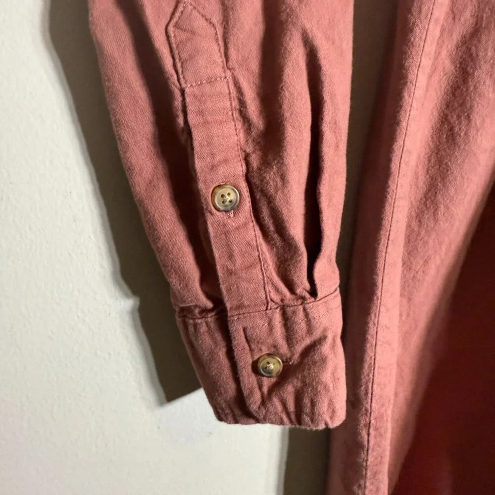 Abercrombie & Fitch Long Sleeve Button Down Collared Shirt Dress Women's XLT Red - Picture 9 of 14